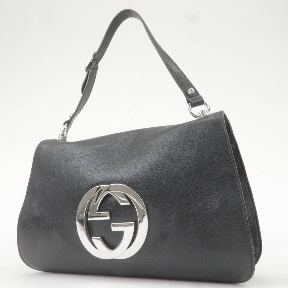 💎✨BEAUTIFUL✨💎 AUTHENTIC GUCCI Interlocking G Leather Shoulder Bag Black
